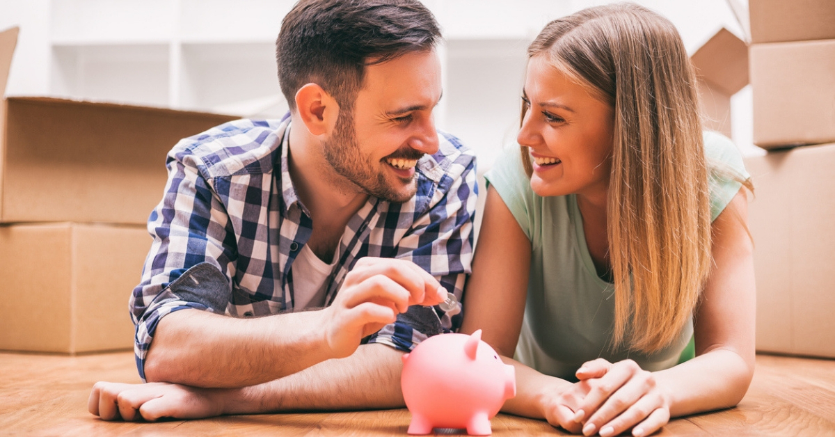 happy couple with savings