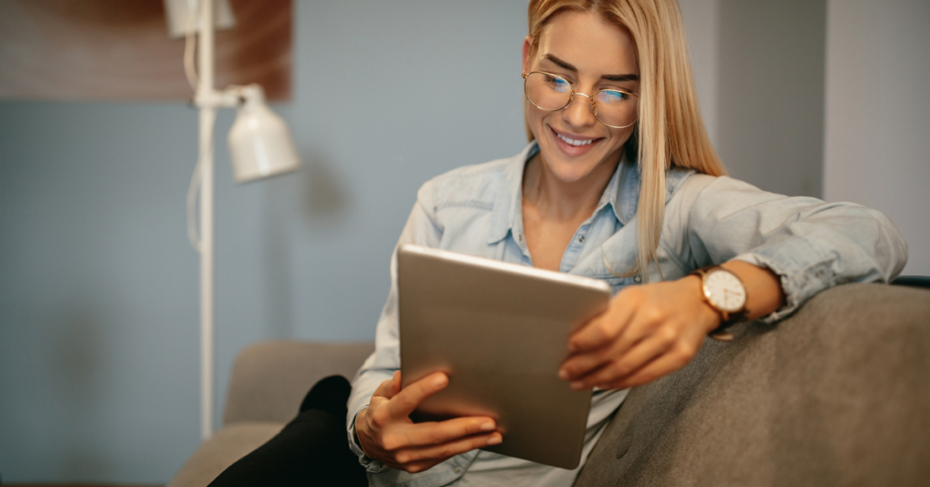 lady reading a tablet